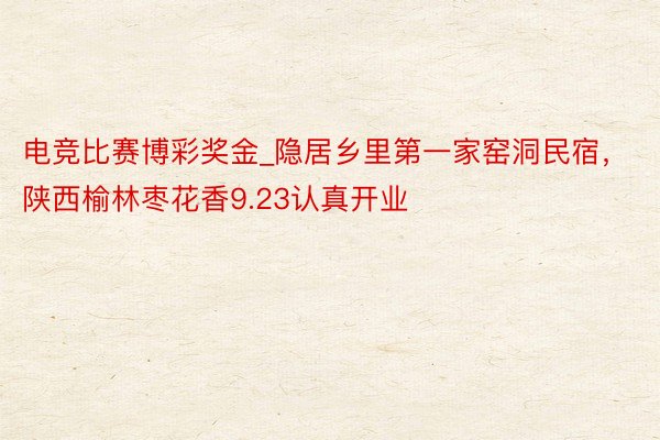 电竞比赛博彩奖金_隐居乡里第一家窑洞民宿，陕西榆林枣花香9.23认真开业